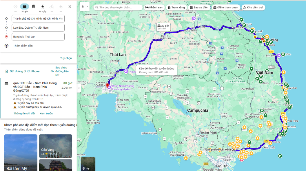 Tuyến vận chuyển TP.HCM – Bangkok khá dài